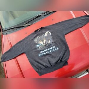 Vintage 90s nature crewneck pullover sweater wolves mens xlarge Canada Canadian